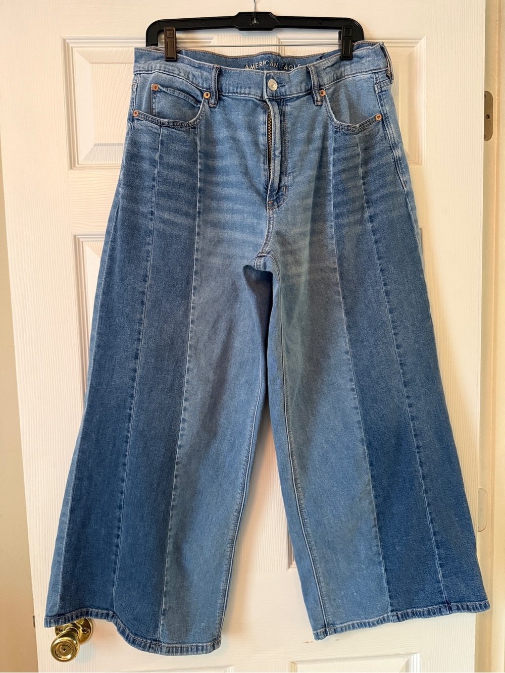 American Eagle Outfitters Two-Tone Blue Wide Leg Jeans